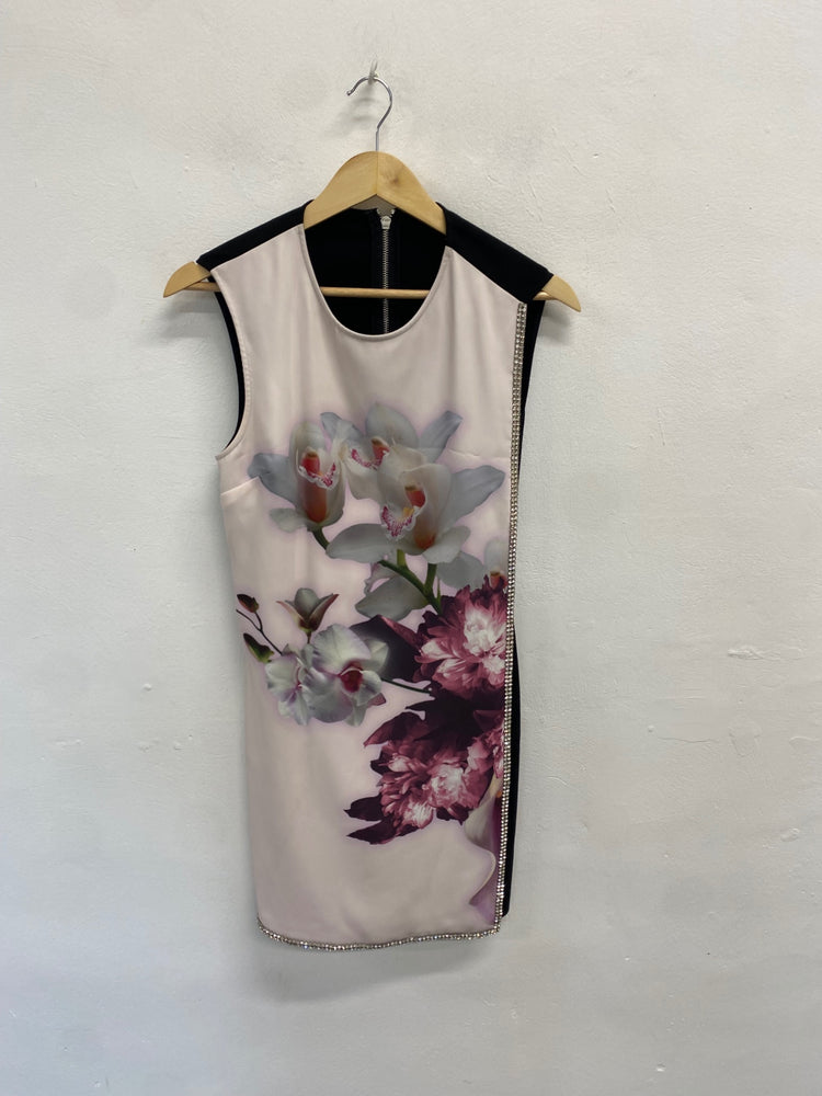 Fabulous Ted Baker Dress UK 10 Rose floral diamanté JF463