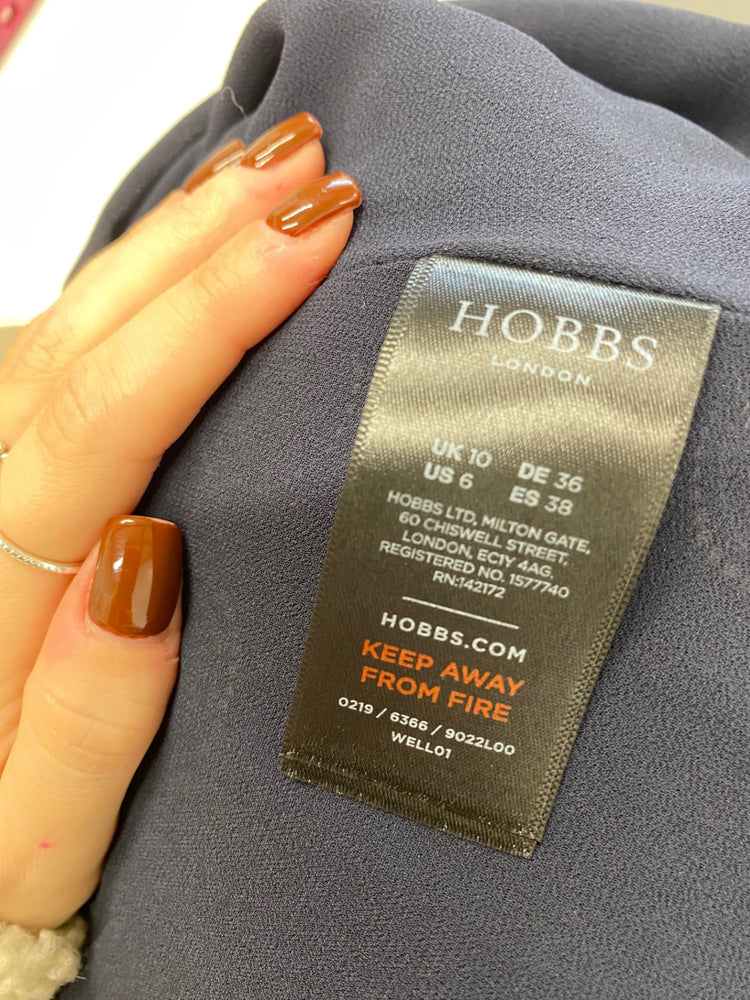 Fabulous Hobbs Blouse UK 10 Navy Blue Clarice spotted JF463