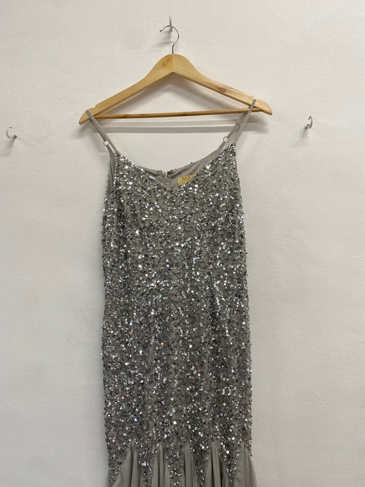 Fabulous Maya deluxe Dress Uk 10 Silver sequin mermaid tail JF463