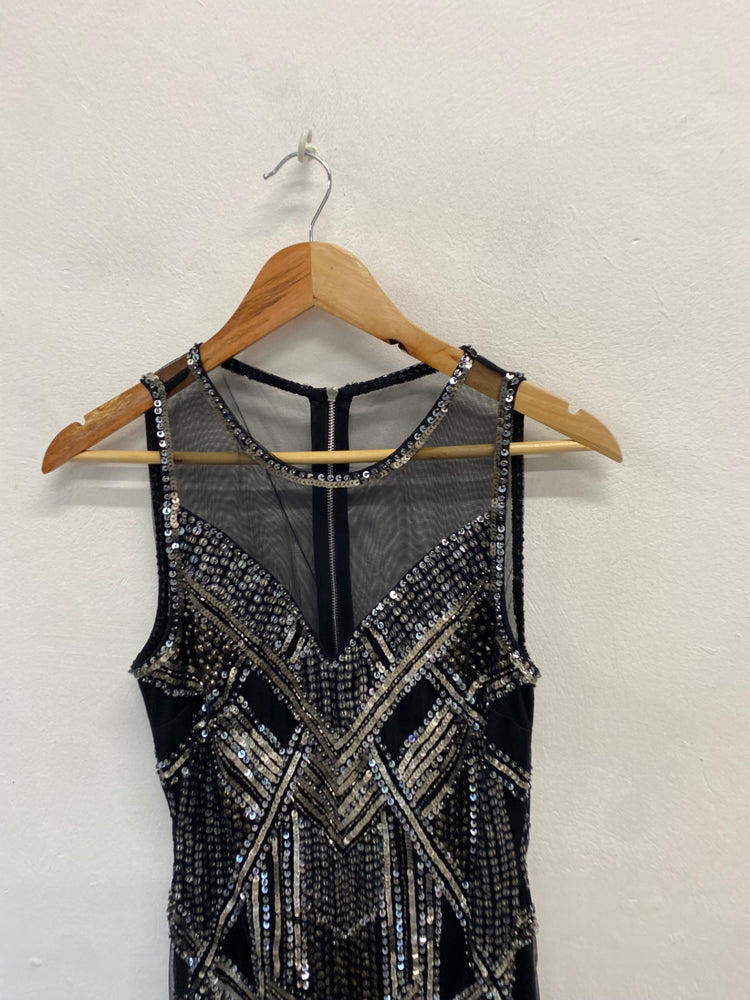 Fabulous Miss Selfridge Dress Uk 10 Black and silver sequin party JF463