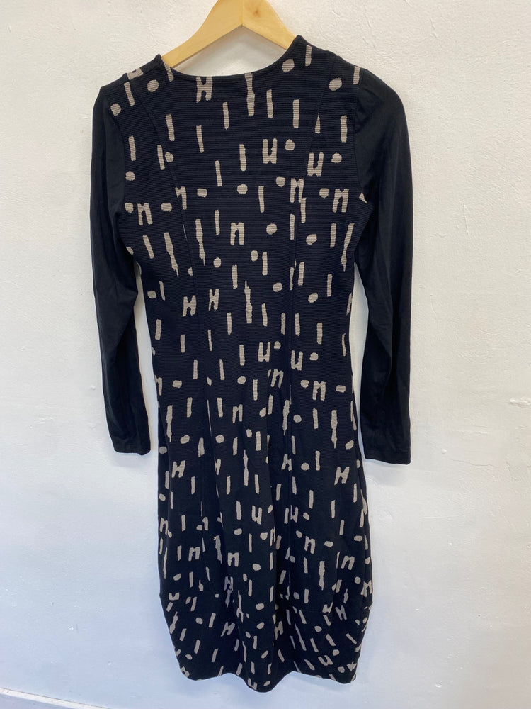 Fabulous Naya Midi Dress Uk 10 Black and beige ribbed JF463