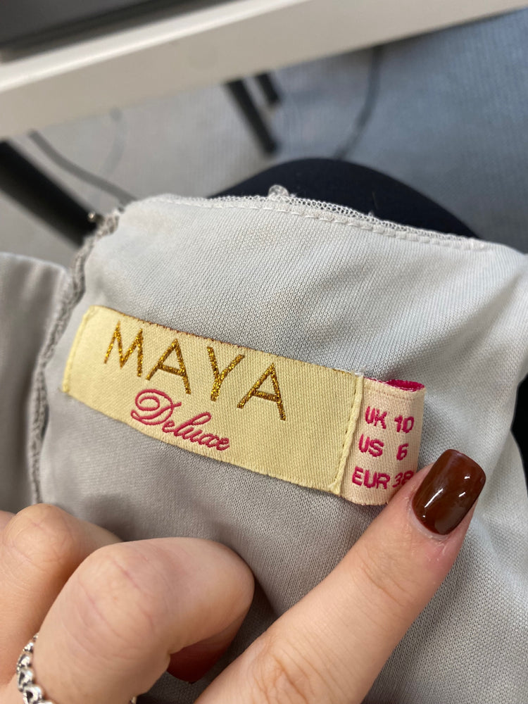 Fabulous Maya deluxe Dress Uk 10 Silver sequin mermaid tail JF463