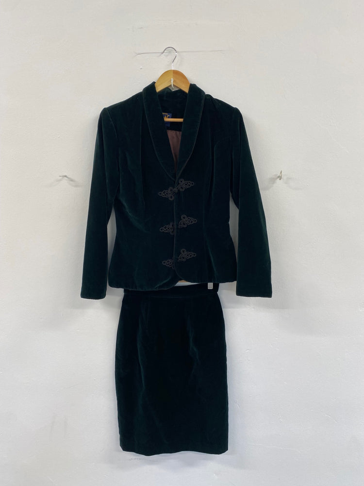 Fabulous Monsoon Twilight Velvet vintage Suit Set UK8-10 Forest Green w25 JF463