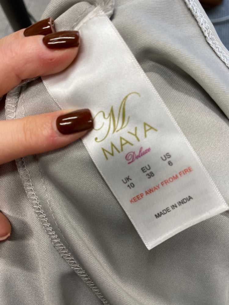 Fabulous Maya deluxe Dress Uk 10 Silver sequin mermaid tail JF463