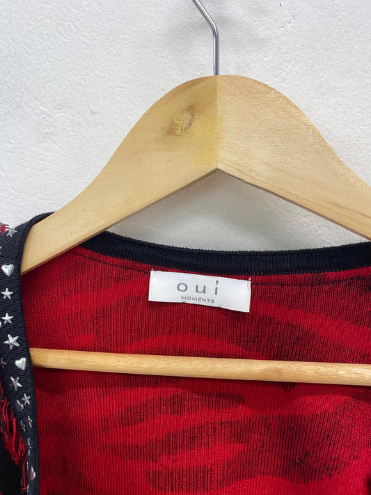 Fabulous oui moments Cardigan UK 14 Red zebra studded JF463