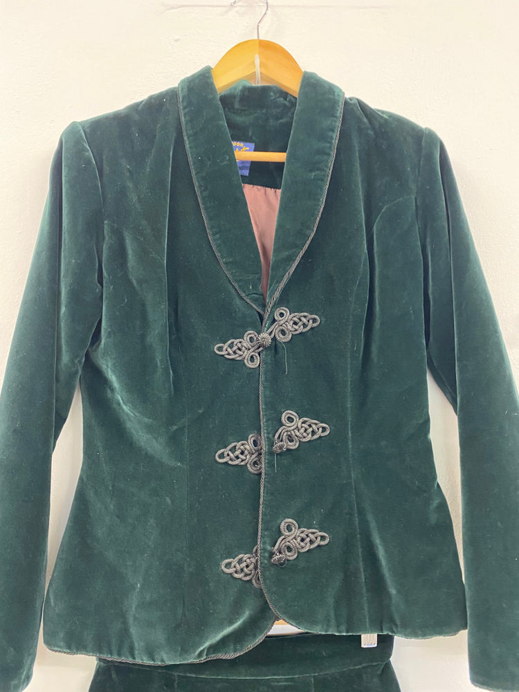 Fabulous Monsoon Twilight Velvet vintage Suit Set UK8-10 Forest Green w25 JF463