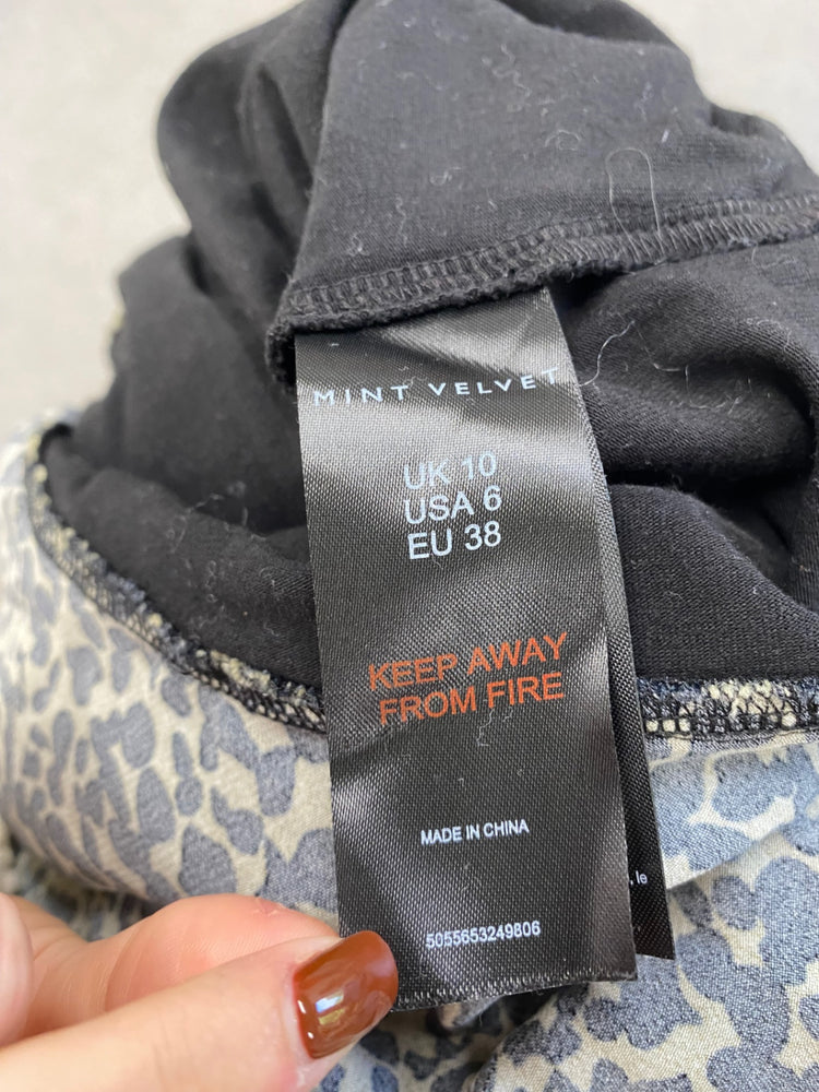 Fabulous Mint Velvet Dress Uk 10 Black leopard JF463