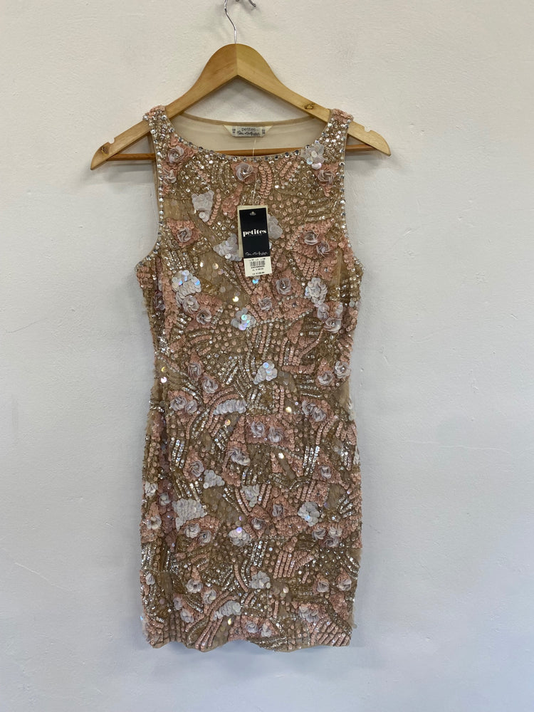 Fabulous Miss Selfridge Floral embellished Dress UK10 petite Gold & Peach JF463