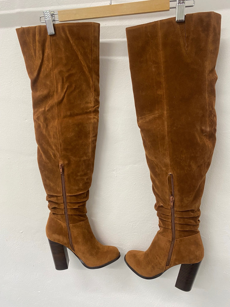 Fabulous Miss KG Venice over knee Boots UK4 Tan Boho chic TG465