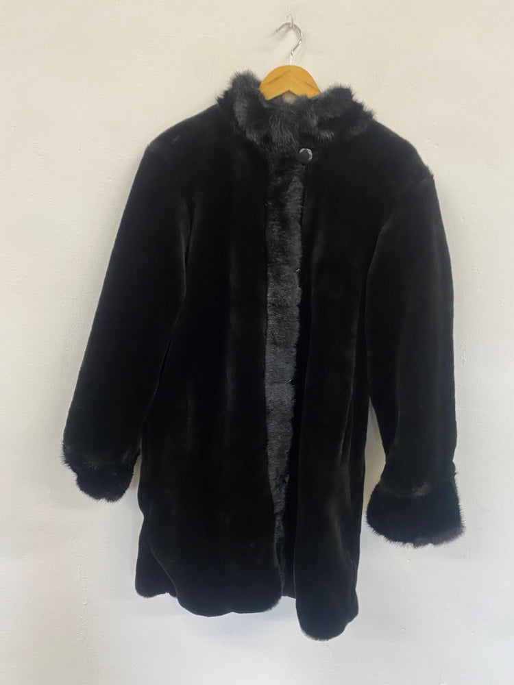 Fabulous Dennis Basso Reversible classic Faux Fur Coat UKS Black AW002