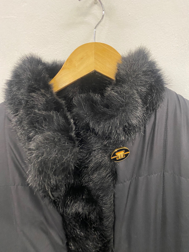 Fabulous Dennis Basso Reversible classic Faux Fur Coat UKS Black AW002