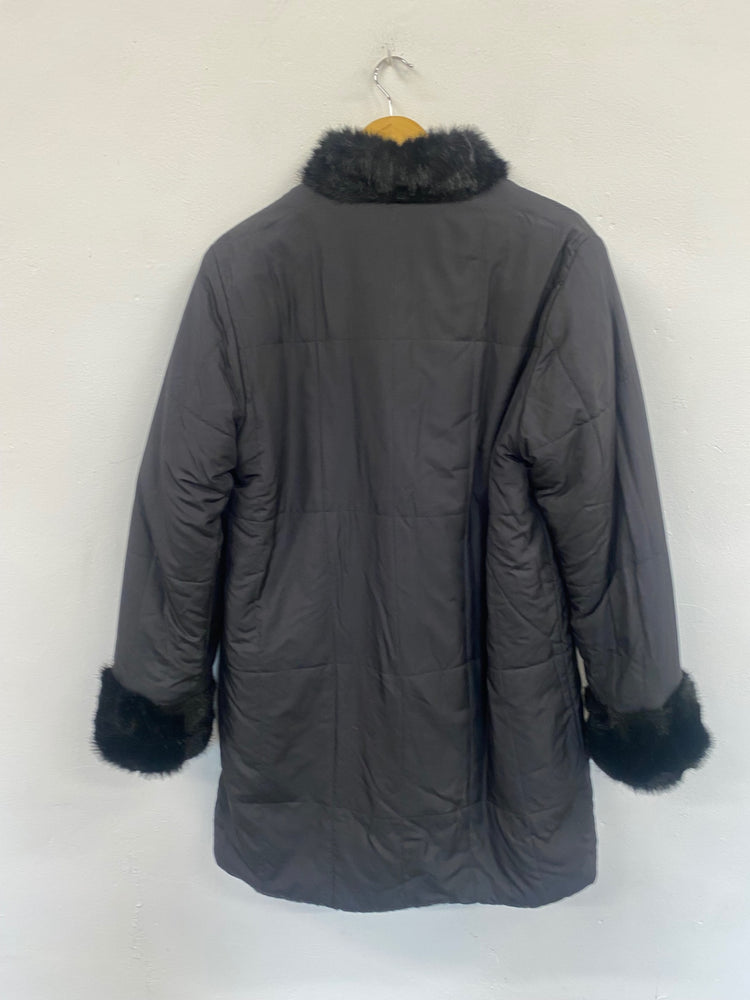 Fabulous Dennis Basso Reversible classic Faux Fur Coat UKS Black AW002