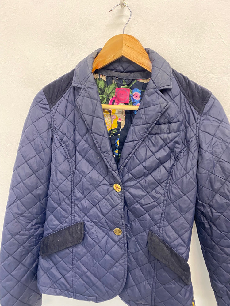Fabulous Joules Hampton Quilted jacket UK 8 Navy blue TG465