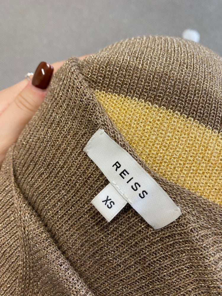 Fabulous REISS maria Tank Top UK XS Gold yellow metallic sparkle TG465