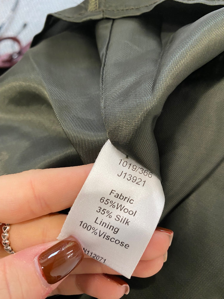 Fabulous Jigsaw Midi Dress Uk 8 Abstract purple green silk wool AP464