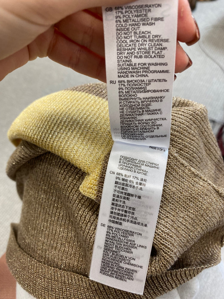 Fabulous REISS maria Tank Top UK XS Gold yellow metallic sparkle TG465