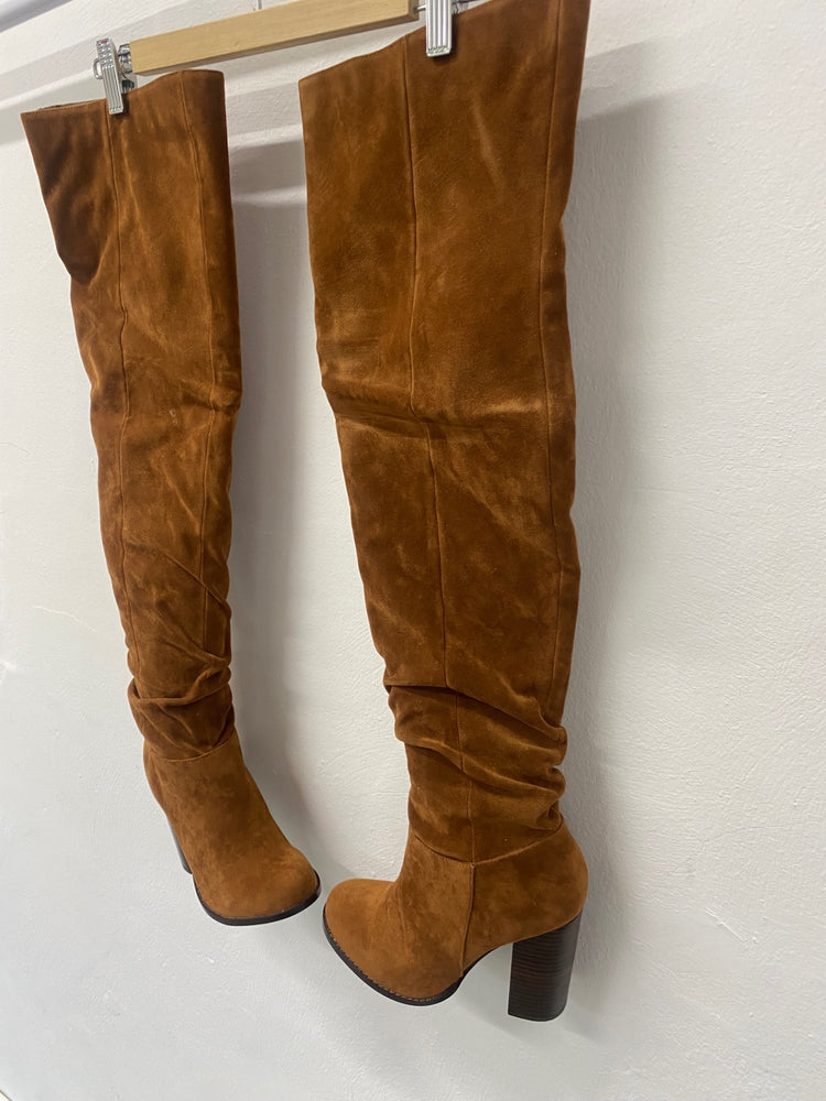 Fabulous Miss KG Venice over knee Boots UK4 Tan Boho chic TG465