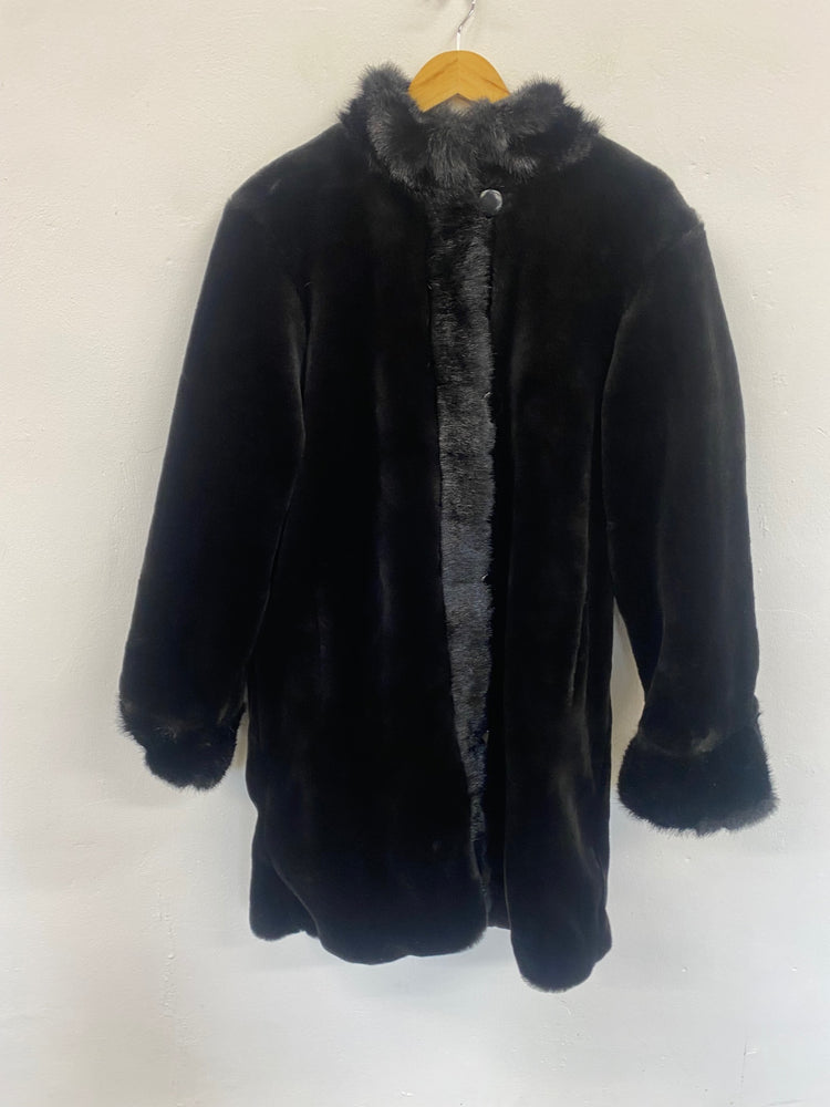 Fabulous Dennis Basso Reversible classic Faux Fur Coat UKS Black AW002