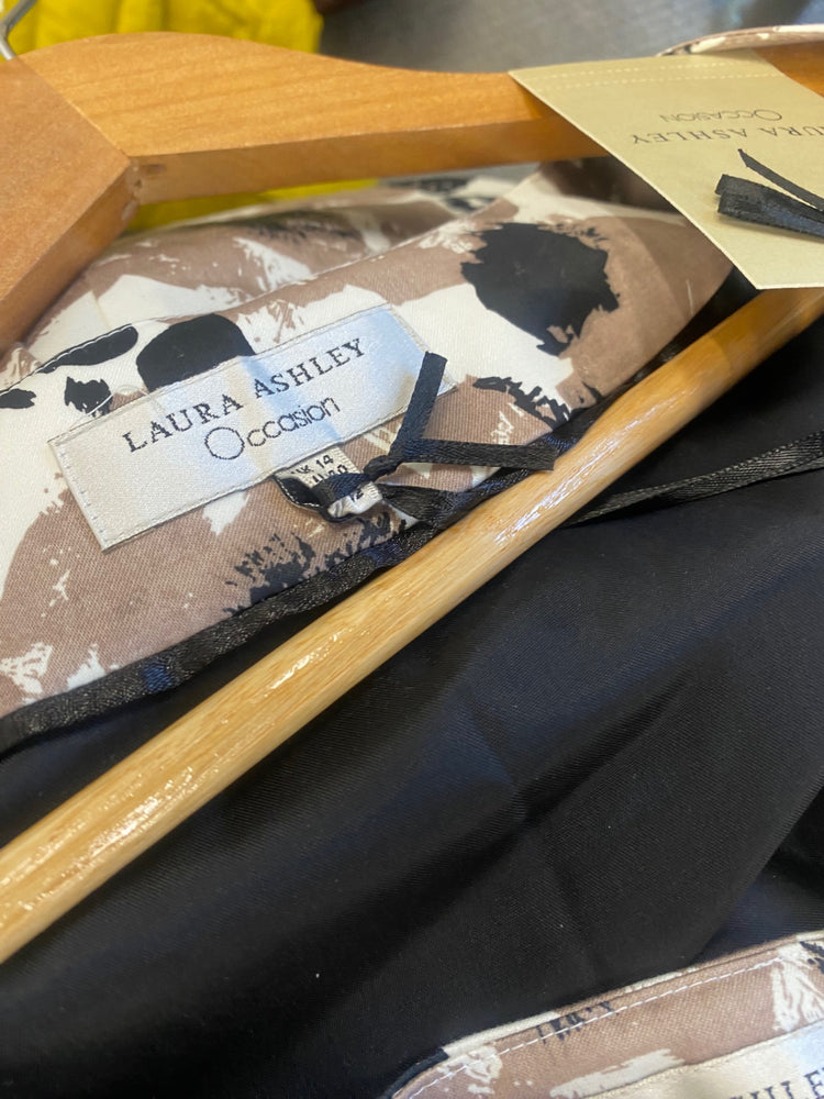 Fabulous Laura Ashley Poppy Occasion Dress Uk14 Beige & black AS466