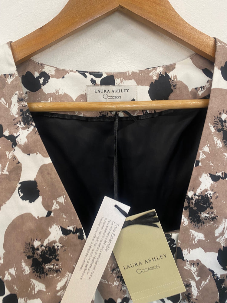 Fabulous Laura Ashley Poppy Occasion Dress Uk14 Beige & black AS466