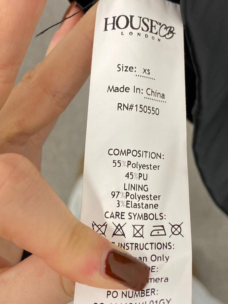 Fabulous House of CB faux leather Mini Dress UK XS Black TG465