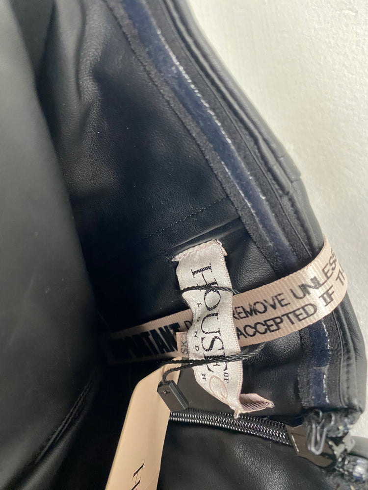 Fabulous House of CB faux leather Mini Dress UK XS Black TG465