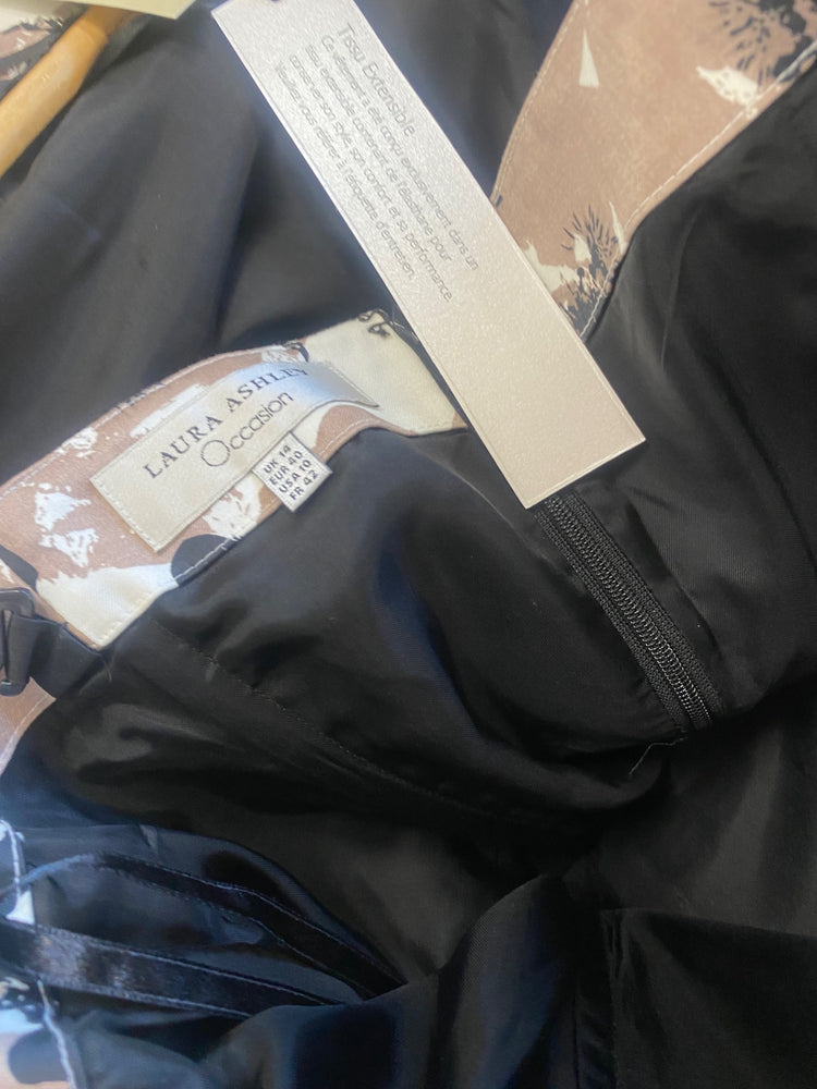 Fabulous Laura Ashley Poppy Occasion Dress Uk14 Beige & black AS466