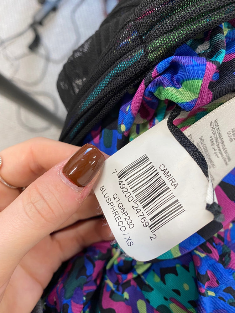 Fabulous BCBG Maxazria Mini dress UK XS Black mesh sequin party TG465