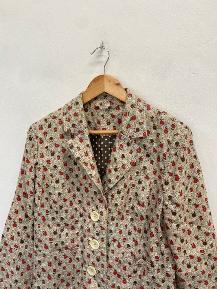 Fabulous Boden Blazer UK 14 Beige floral linen cottage core AS466