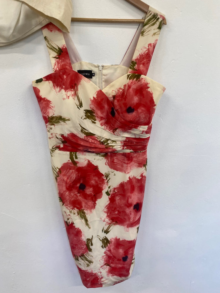 Fabulous Inspirato floral MOB Dress Uk14 Cream and Red AS466