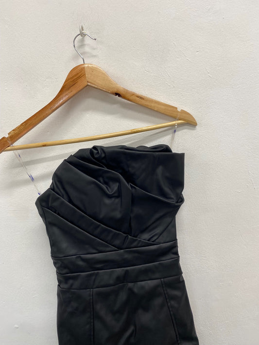 Fabulous House of CB faux leather Mini Dress UK XS Black TG465