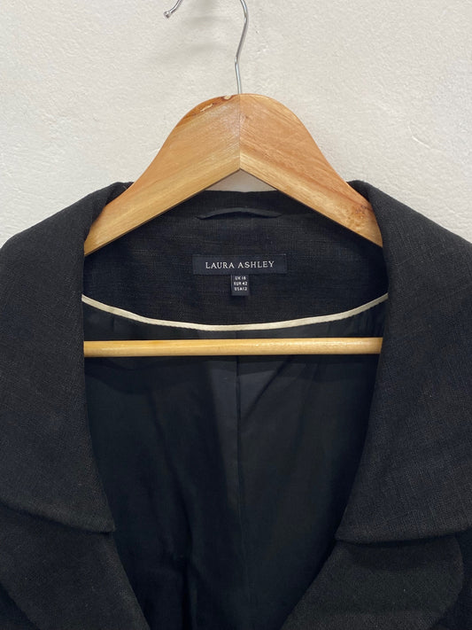 Fabulous Laura Ashley Blazer UK 16 Black crop linen AS466