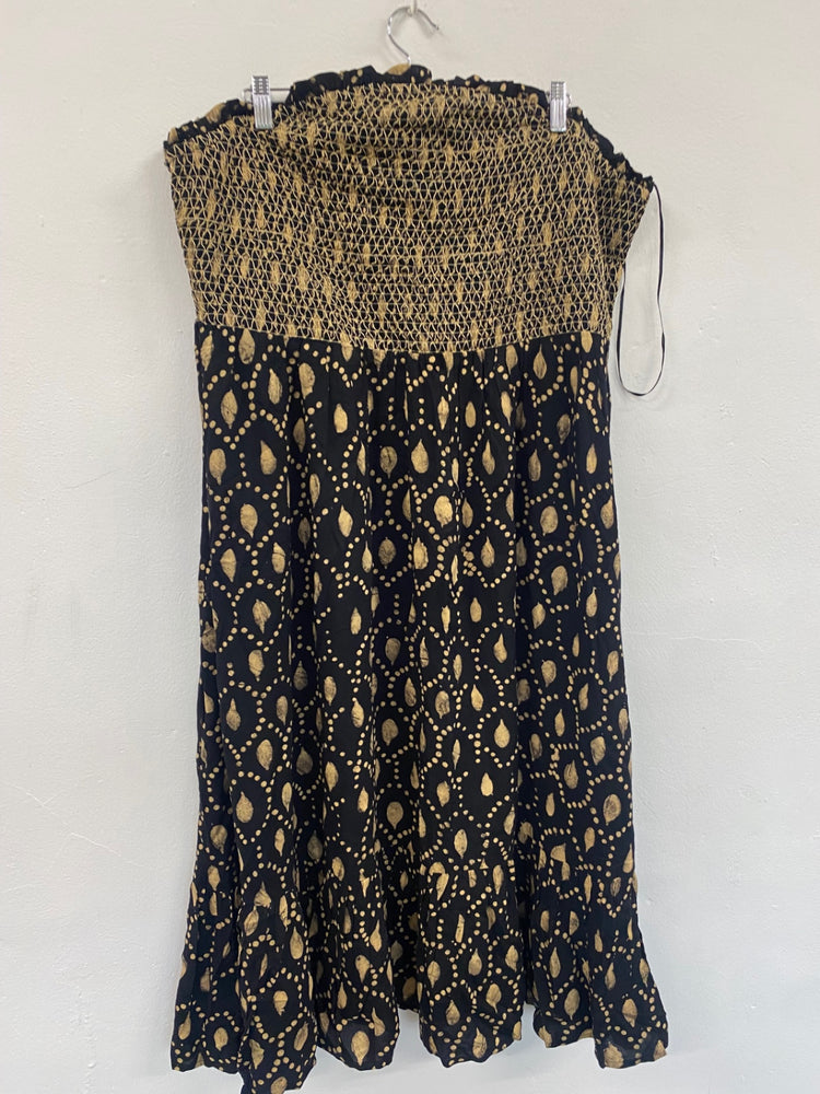 Fabulous Monsoon Beach romantic flirty Dress XXL Black & Gold CC001