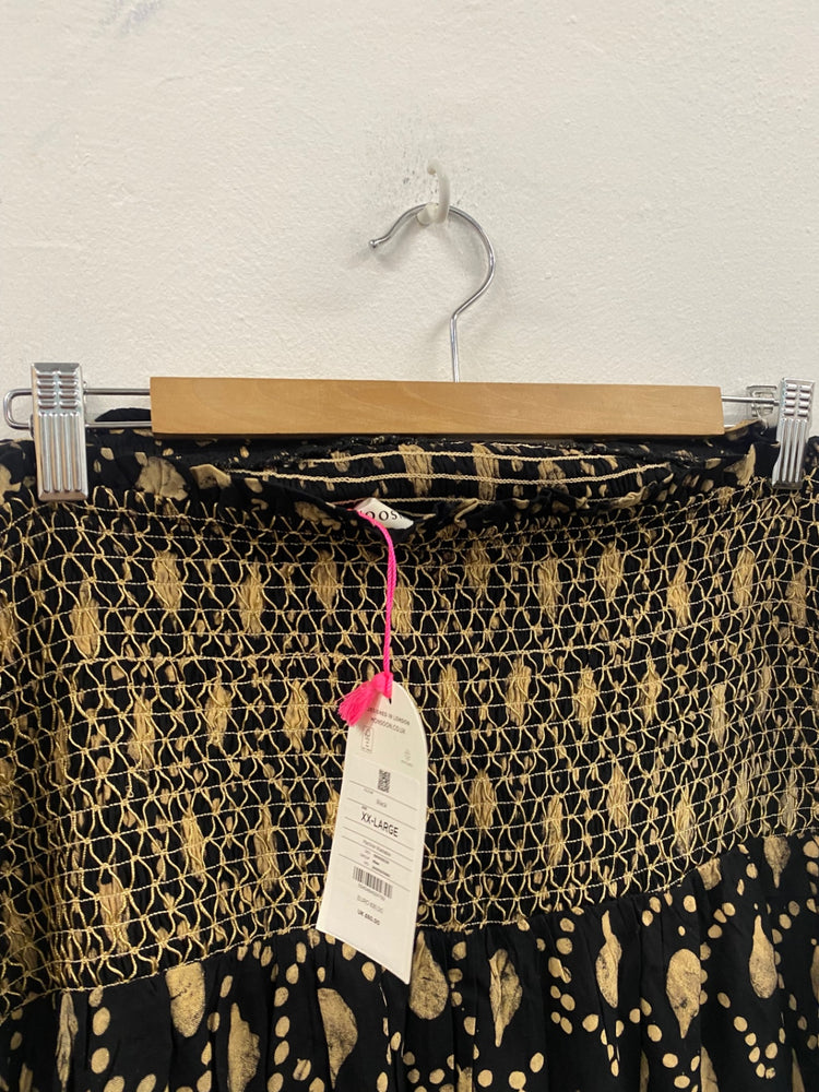 Fabulous Monsoon Beach romantic flirty Dress XXL Black & Gold CC001