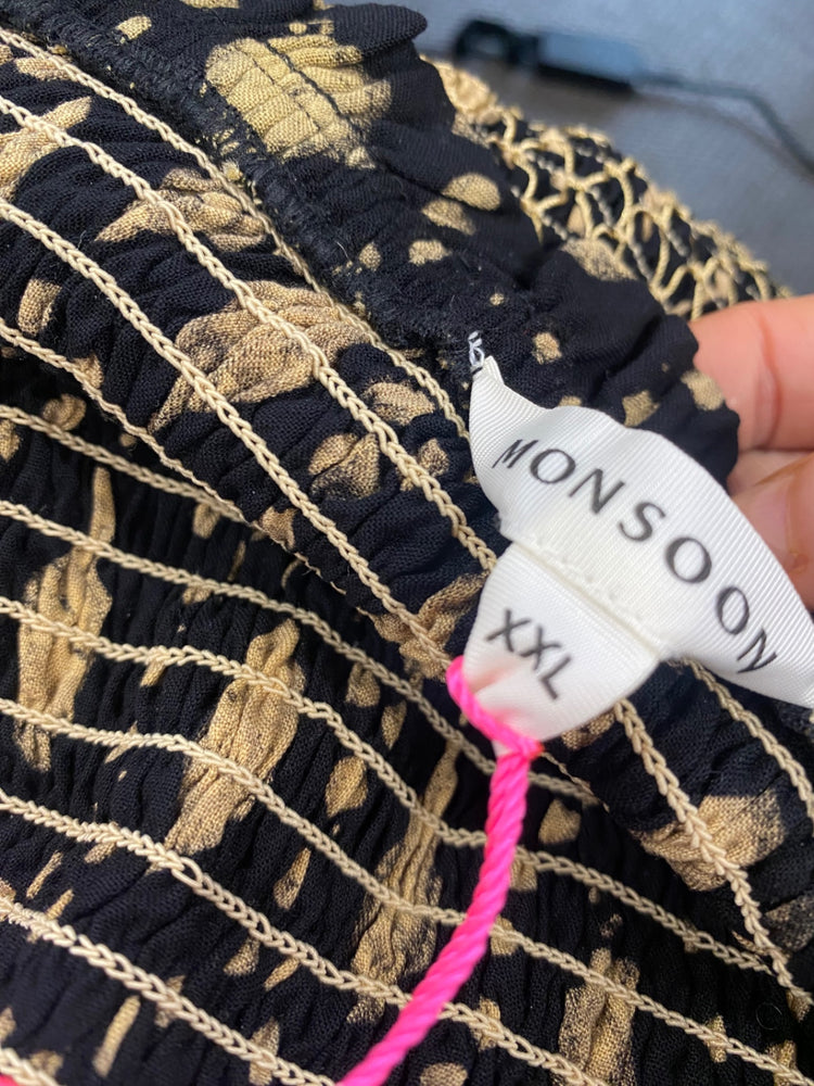 Fabulous Monsoon Beach romantic flirty Dress XXL Black & Gold CC001