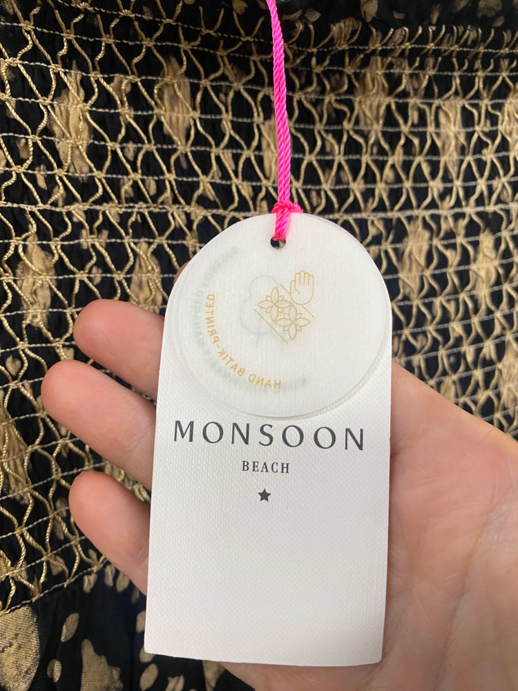 Fabulous Monsoon Beach romantic flirty Dress XXL Black & Gold CC001