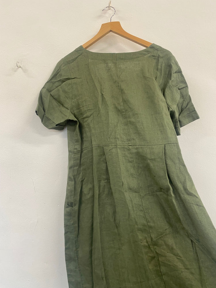 Fabulous Woollovers Linen Lidaxi shirt Dress Uk16 Khaki SM467