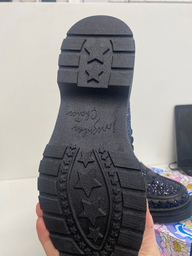 Fabulous Irregular Choice Loafers UK4 Black Glitter CC001