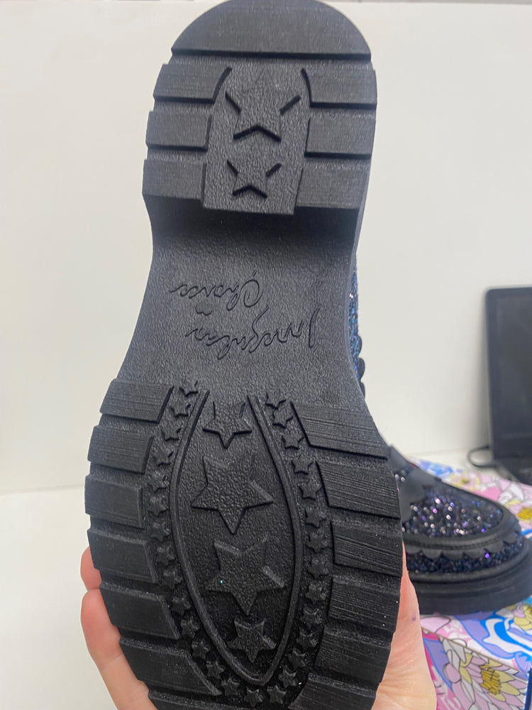 Fabulous Irregular Choice Loafers UK4 Black Glitter CC001