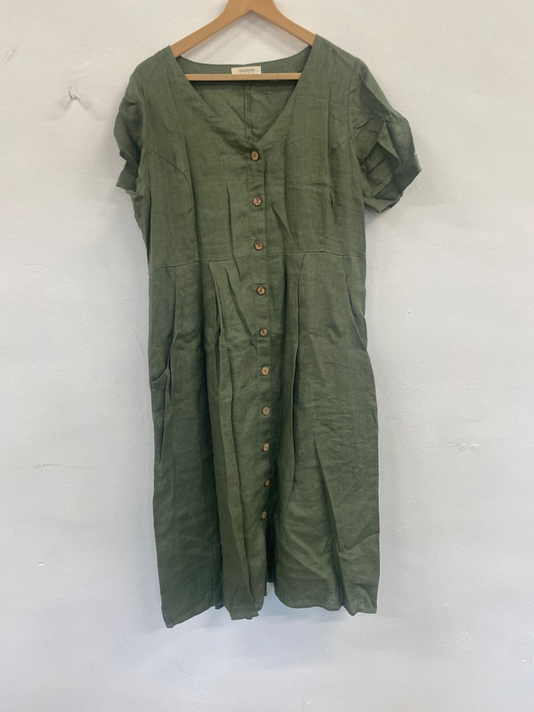 Fabulous Woollovers Linen Lidaxi shirt Dress Uk16 Khaki SM467