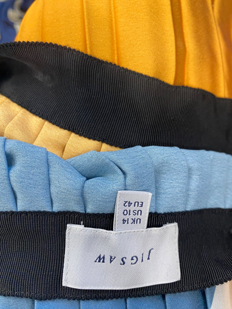 Fabulous Jigsaw pleated midi Skirt Uk14 amber & blue stunning GM143