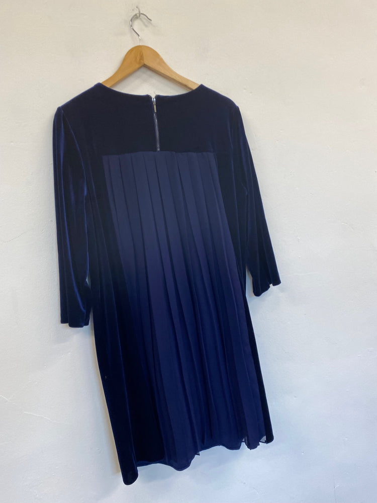Fabulous Phase Eight pleated back Dress Uk16 Midnight Blue EP468