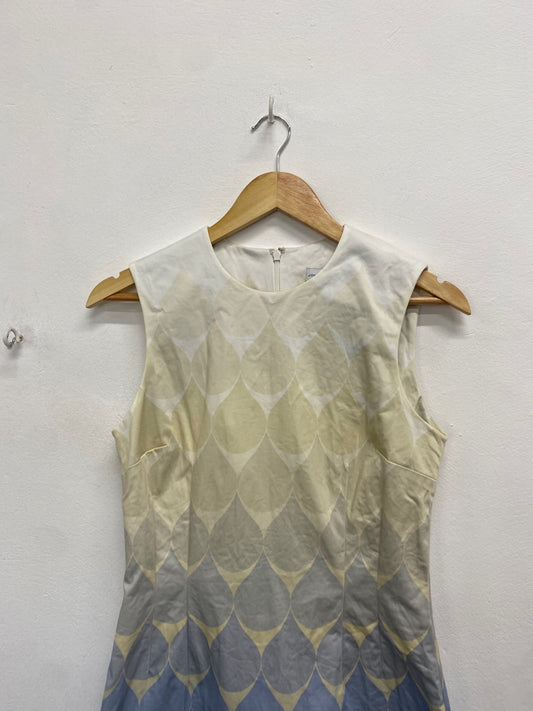 Fabulous Jonathan Saunders Dress UK 14 Blue cream geometric GM143