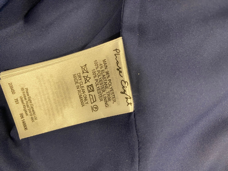 Fabulous Phase Eight pleated back Dress Uk16 Midnight Blue EP468