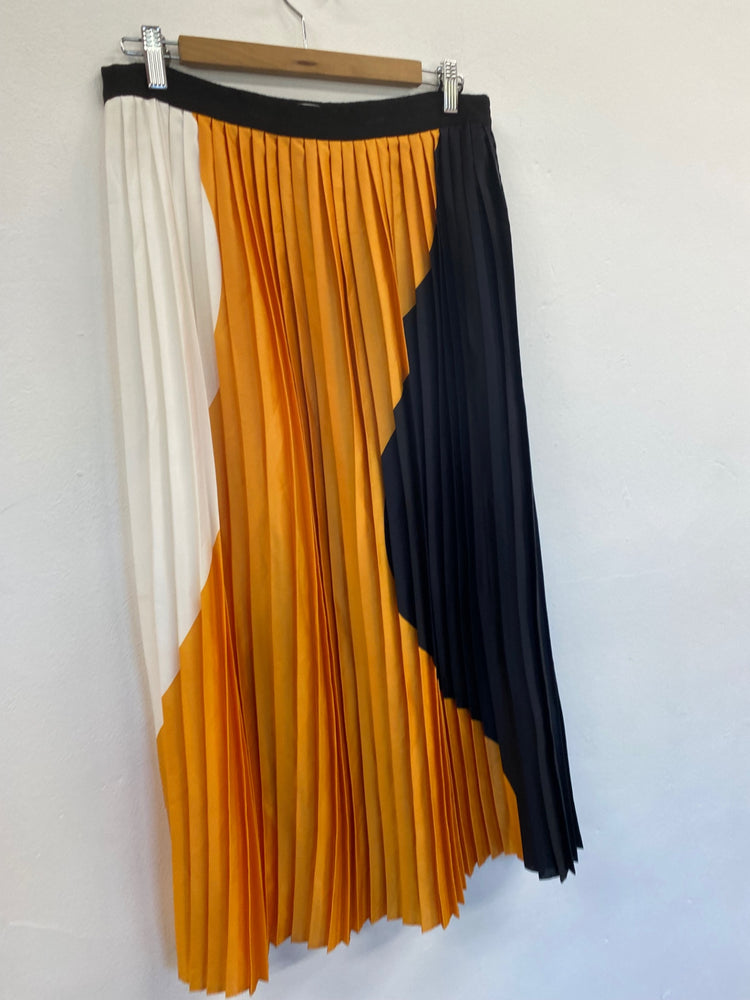 Fabulous Jigsaw pleated midi Skirt Uk14 amber & blue stunning GM143