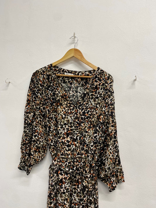 Fabulous And or John lewis Midi Dress UK 16 Green black spotted mosaic EP468