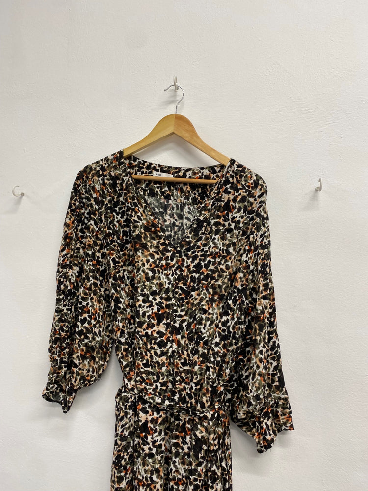 Fabulous And or John lewis Midi Dress UK 16 Green black spotted mosaic EP468