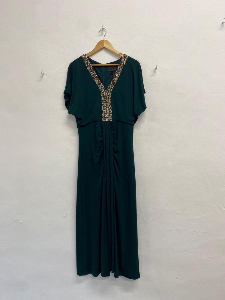 Fabulous Phase Eight kieley party Dress UK 16 Dark Green gold detail EP468