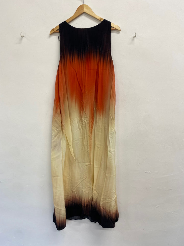 Fabulous John Lewis maxi Dress UK 12 Ombré orange brown EP468