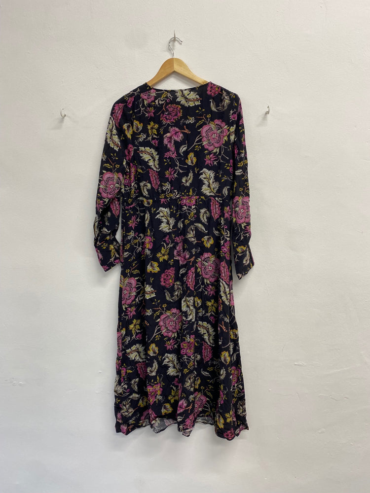 Fabulous And or John Lewis Amelia antique Dress UK 16 Purple black floral EP468